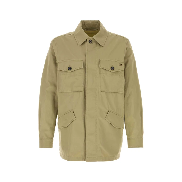 Burberry Sage Green Cotton Bradmore Overcoat Sparrowbeige Exterior: Giubbini - Men