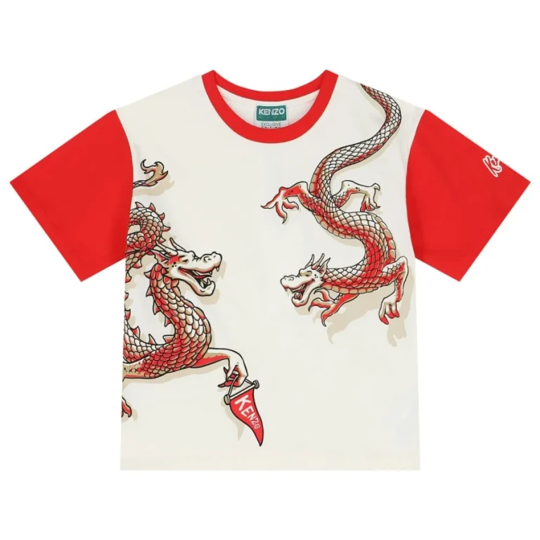 Kenzo Kids Dragon Print Crew Neck T-Shirt