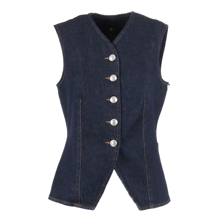7 For All Mankind Lady Vest Smoove With Exposed Buttons