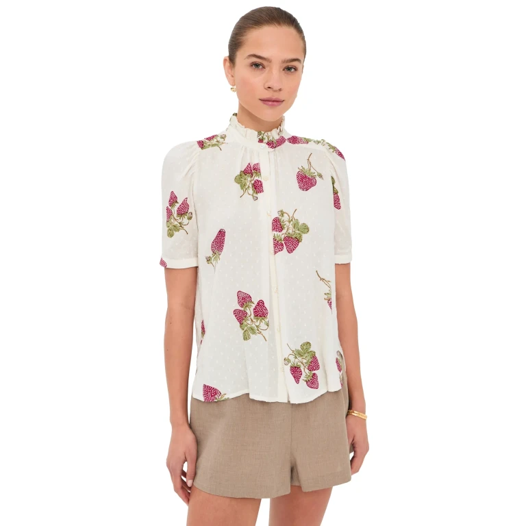 Alix of Bohemia Winnie Strawberry Dot Shirt Off-White XS