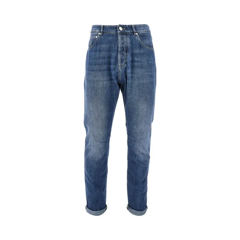 Brunello Cucinelli 男士棉质做旧效果牛仔裤