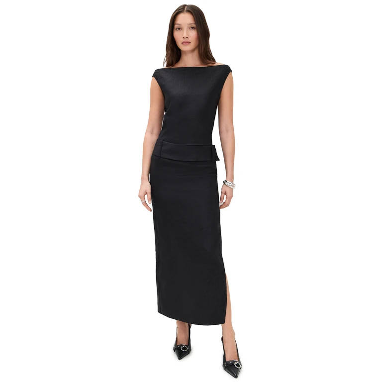 SIR. Raquel Off Shoulder Midi Dress Black 0