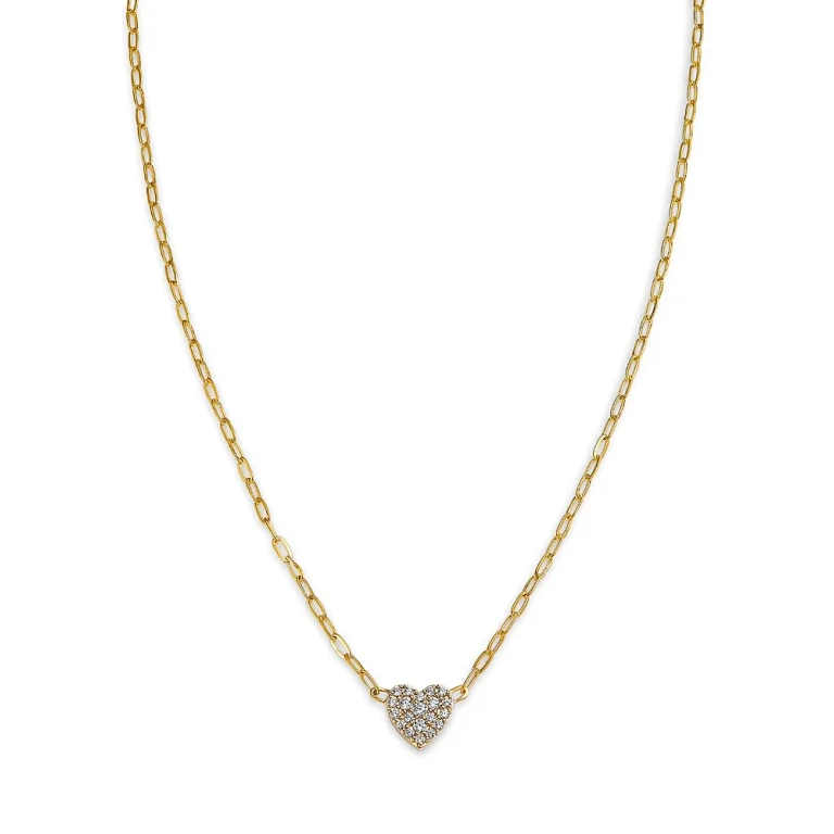Diamond Heart Pendant Necklace in 14K Yellow Gold, 0.25 tcw