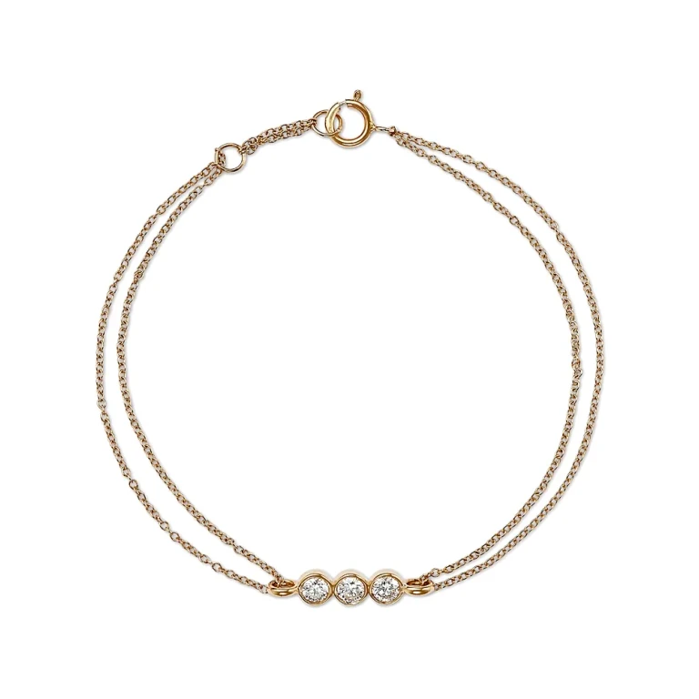 14K Yellow Gold Lab Grown Diamond Trio Bezel Chain Bracelet