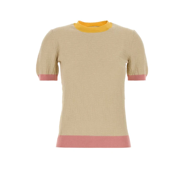 Fendi Sand Cotton Blend Sweater Ecru' Maglieria - Women