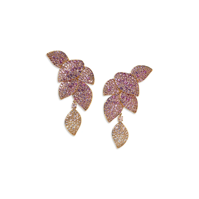 Nadri Starlet Crystal Leaf Linear Earrings