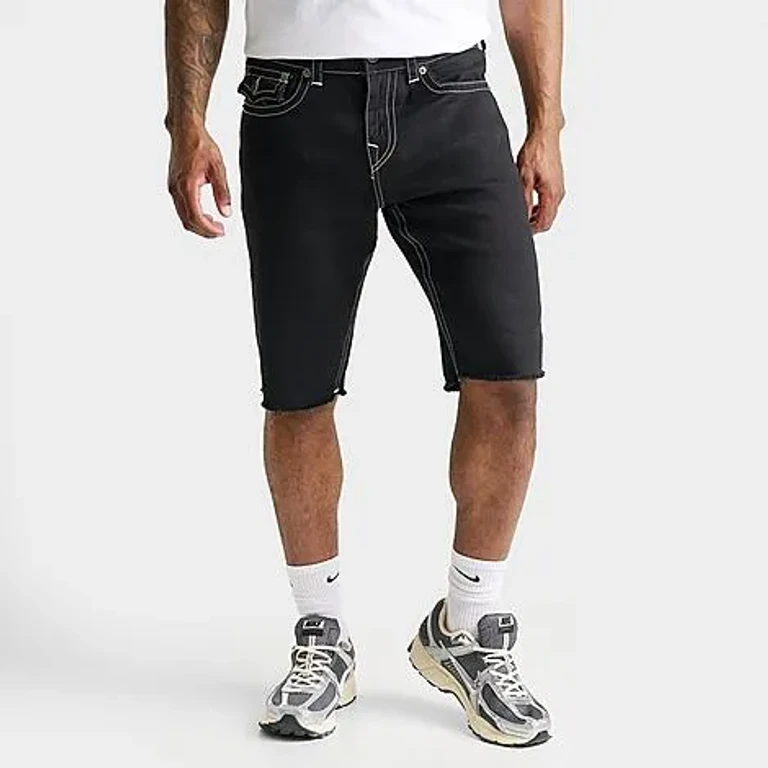 True Religion Ricky Straight Fit Denim Shorts in Black