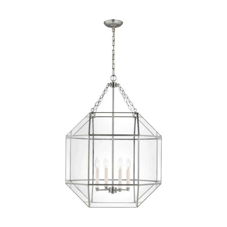 Brushed Nickel Four Light Lantern from the Morrison Collection