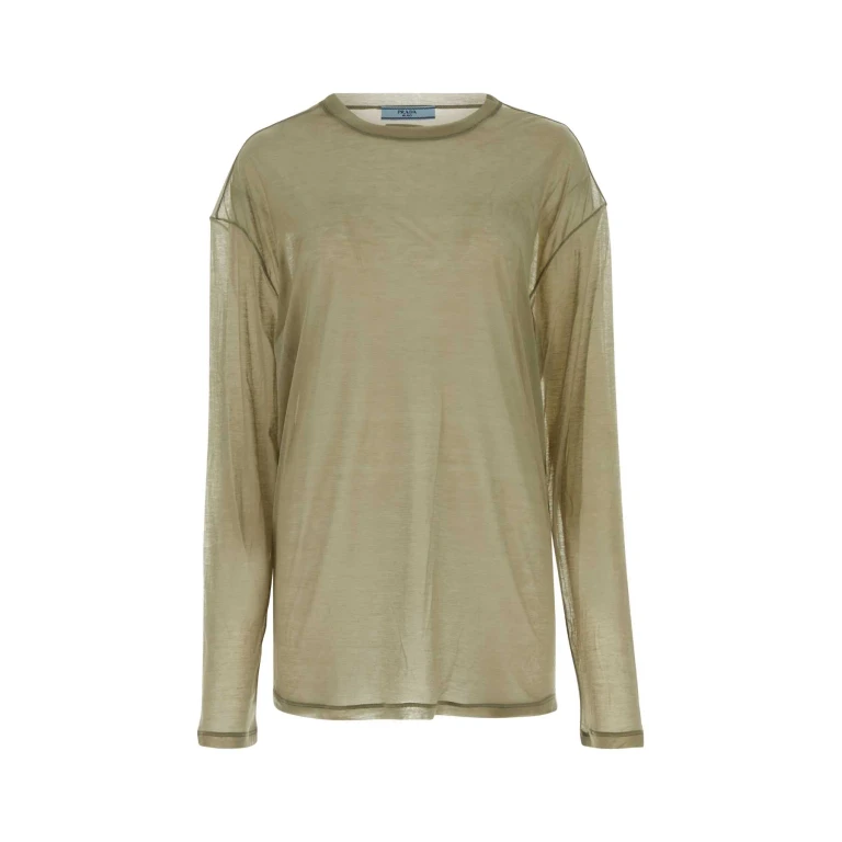 Prada Khaki Lyocell Blend Oversize T-shirt