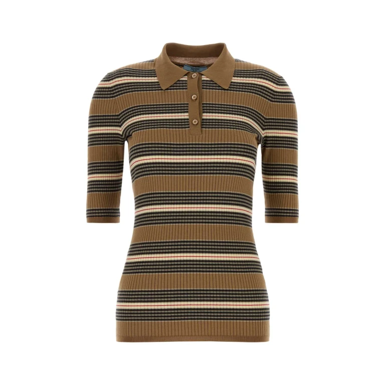 Prada Embroidered Stretch Cotton Blend Polo Shirt
