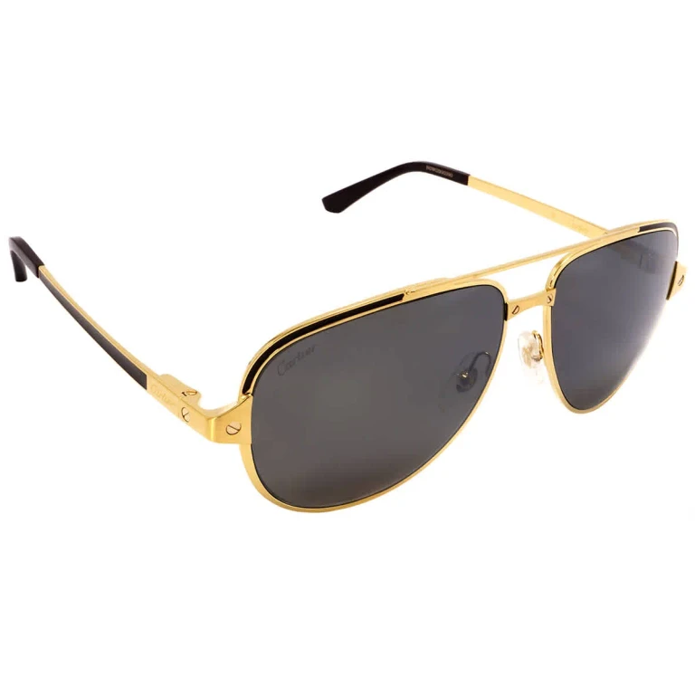 Cartier Santos de Cartier Polarized Brown Pilot Mens Sunglasses CT0192S 003 60