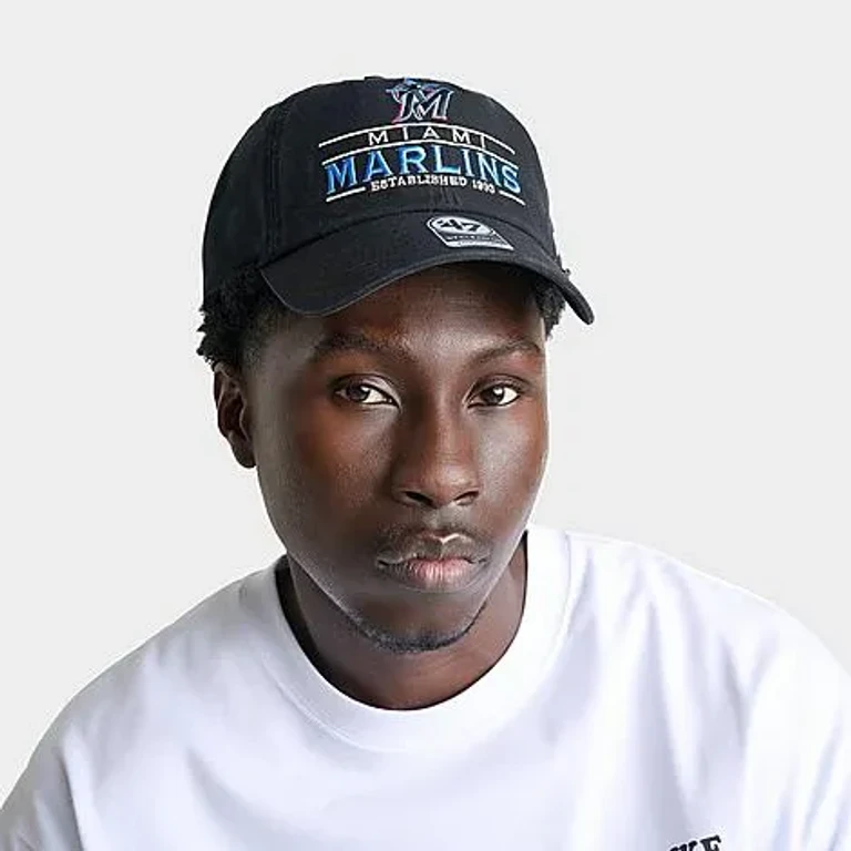 '47 Miami Marlins MLB Vernon Clean Up Strapback Hat in Black