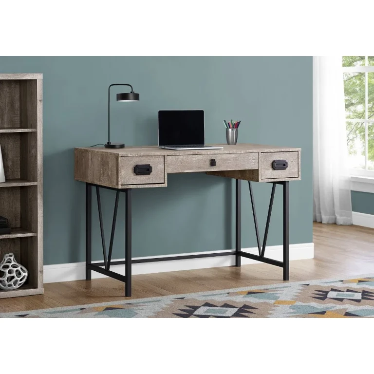 Taupe Reclaimed Wood 48 Inch Wood Computer Desk