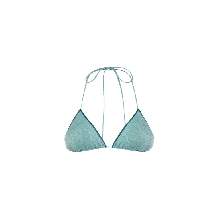 MC2 Saint Barth Leah Water Green Lurex Triangle Bikini Top