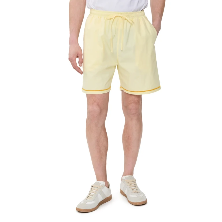 Fanm Mon Talha Embroidered Linen Shorts 6 Light Yellow M