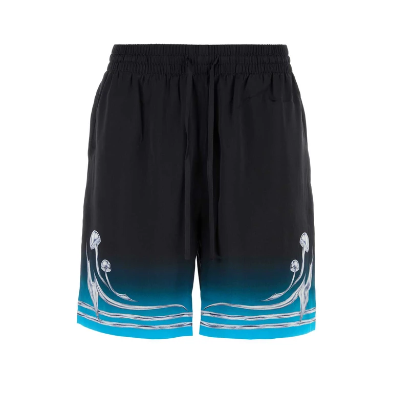 Casablanca Printed Satin Bermuda Shorts Blades Silk - Men