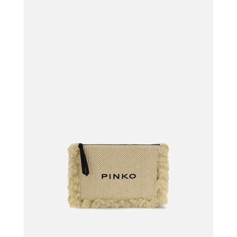 PINKO Flat Handle Clutch in raffia Female UNI
