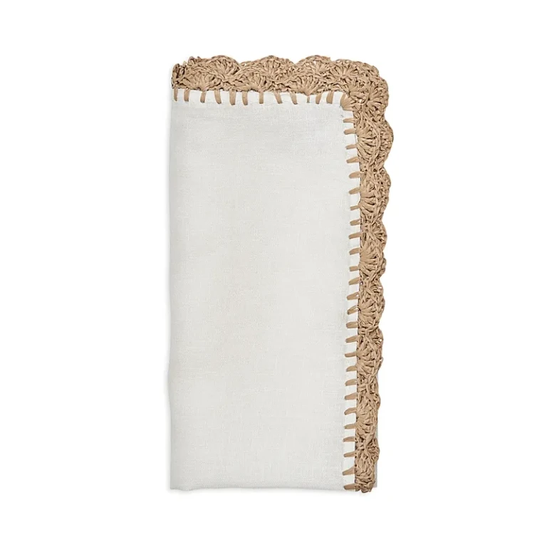 Kim Seybert Shell Edge Napkin in White & Natural
