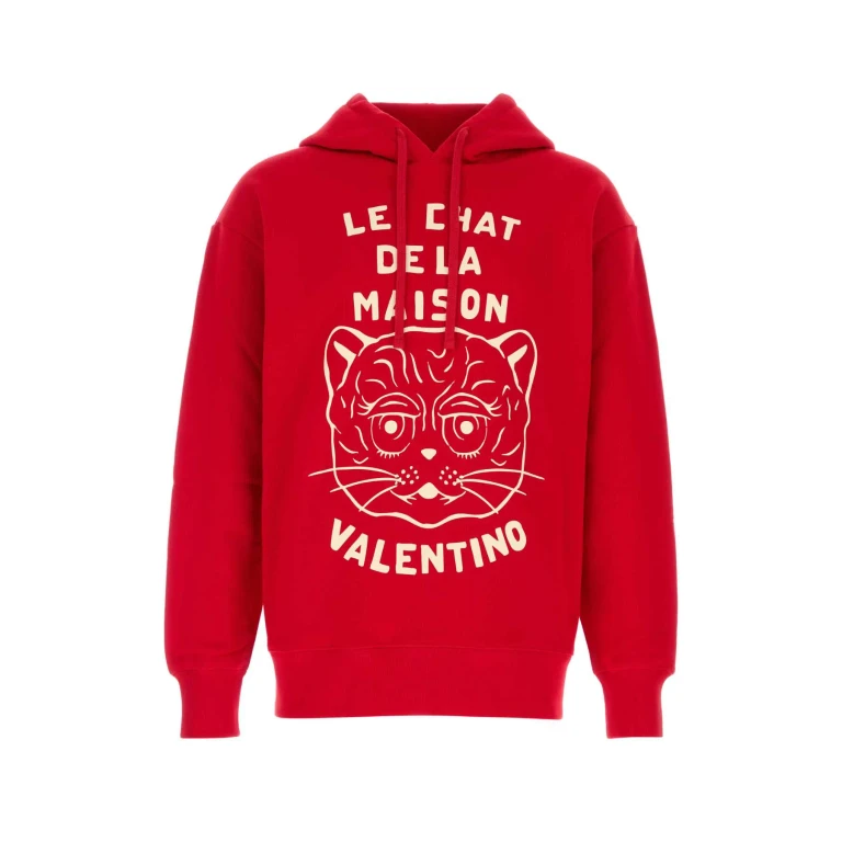 Valentino Garavani Red Cotton Sweatshirt Raspberryburro Exterior: Felpe - Men