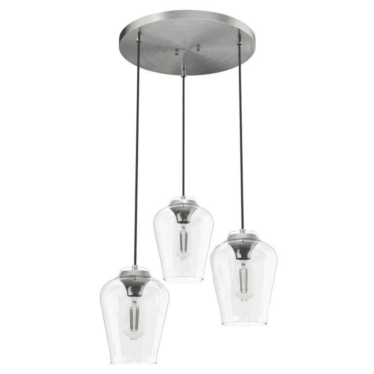 Brushed Nickel Three Light Cluster from the Vidria Collection