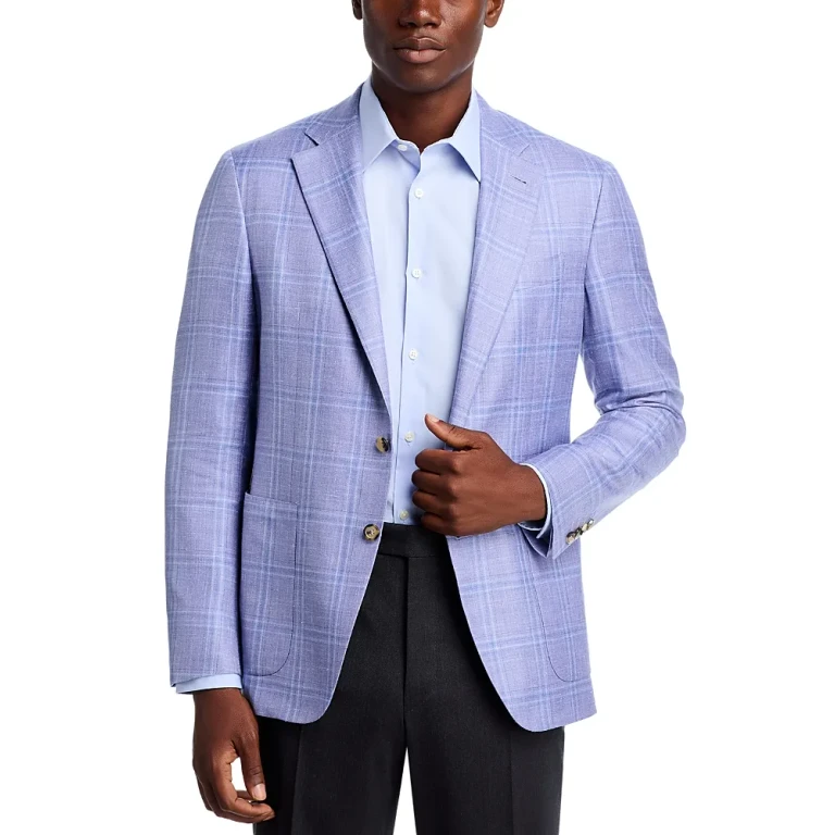 Canali Kei Wool, Silk, & Linen Plaid Sportcoat