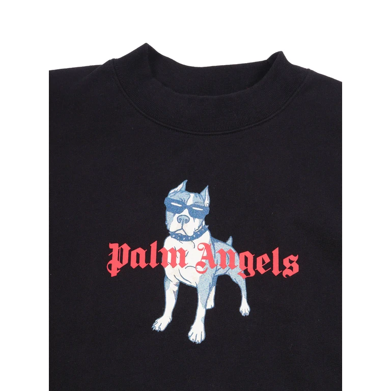 Palm Angels Palm Dog Reg Crewneck Boy Black Cotton Sweatshirt