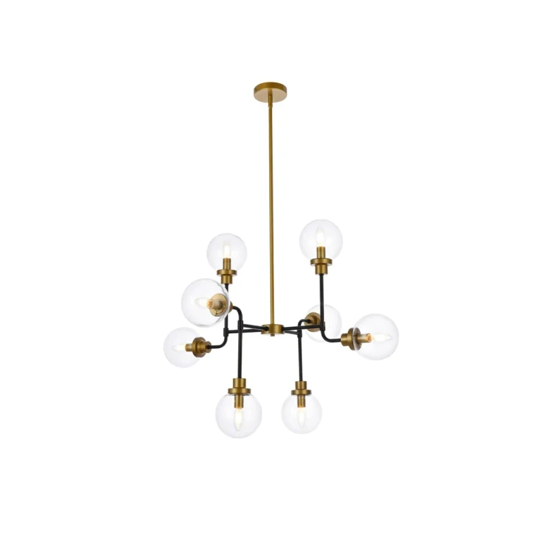 Black and Brass Eight Light Pendant from the Hanson Collection
