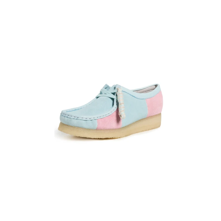 Clarks Wallabee Flats Pale Blue Stripe 9.5