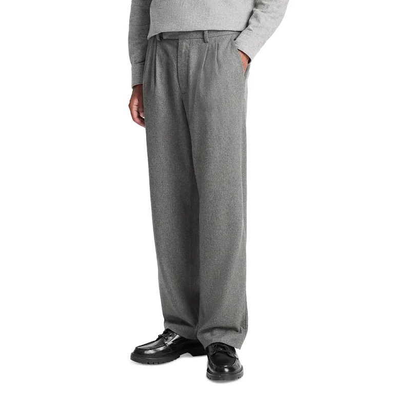 Vince Wool Blend Double Pleated Trousers