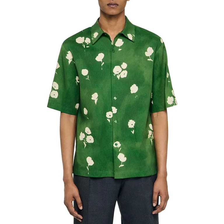Sandro Water Flower Button Front Shirt