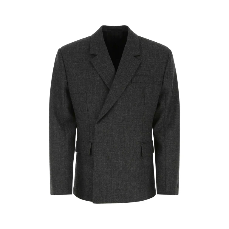 Prada Melange Grey Wool Blend Blazer (UGN204S22211CZ)