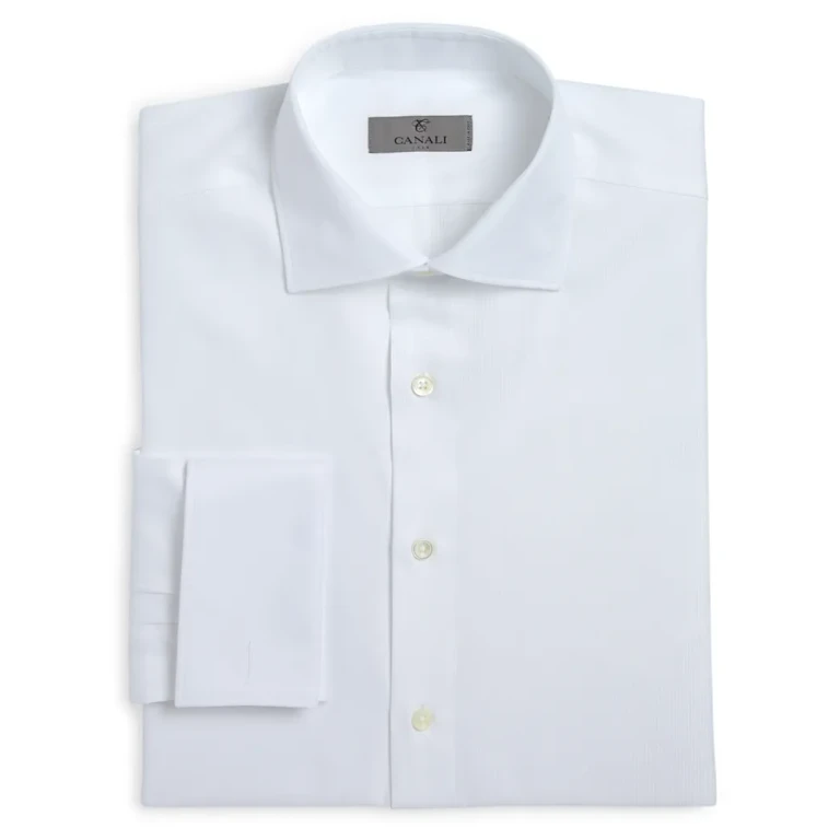 Canali Herringbone French Cuff Classic Fit Dress Shirt