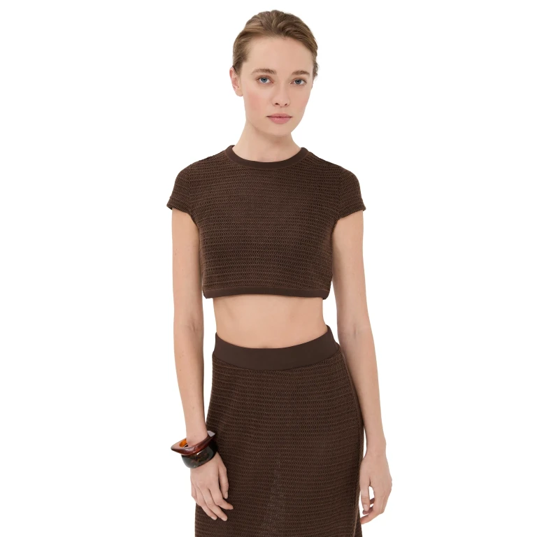 SIMKHAI Lidie Short Sleeve Top White S