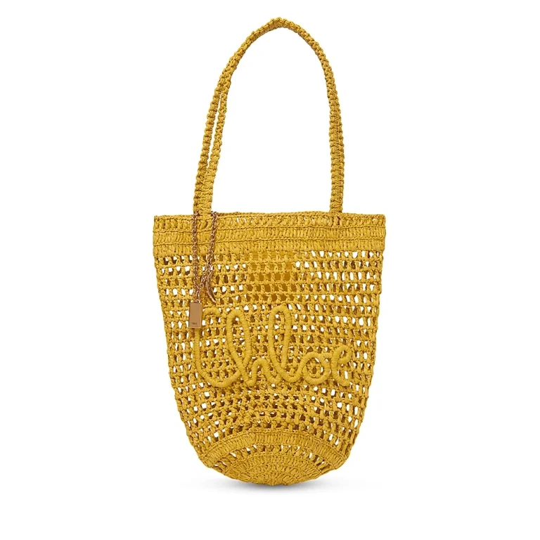 Chloe Summer Banana Raffia Small Tote