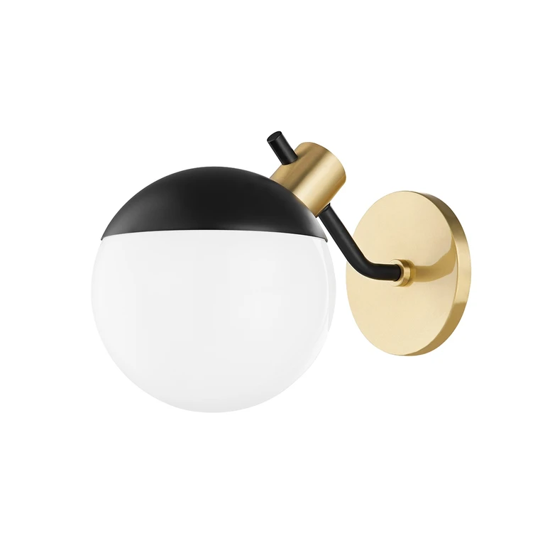 Miranda 1-Light LED Wall Sconce in Aged Brass with Soft Black