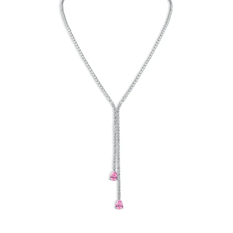 Kenneth Jay Lane Round & Pear Shaped Cubic Zirconia Lariat Necklace, 16-19