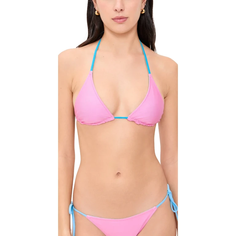 Solid & Striped The Ines Reversible Bikini Top Reversible Bonbon/Ocean Mist M