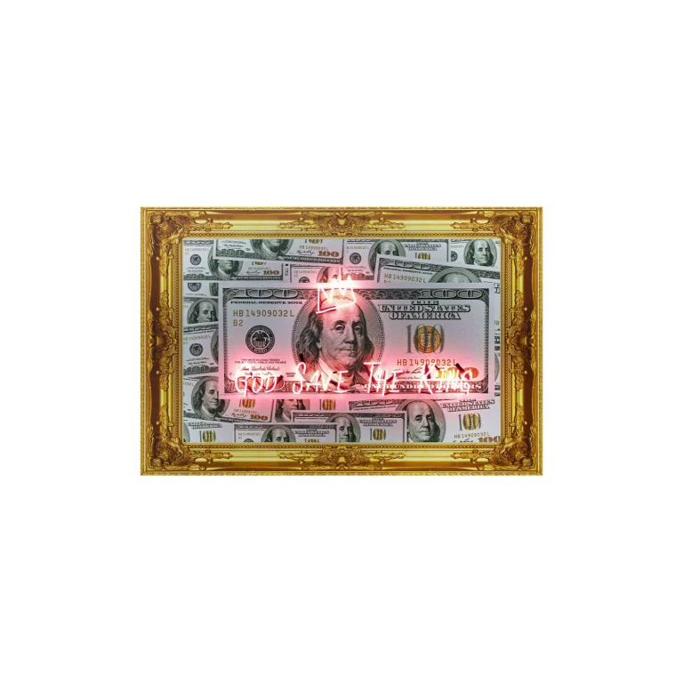 Hundred Dollar Neon Artwork | Andrew Martin God Save The King