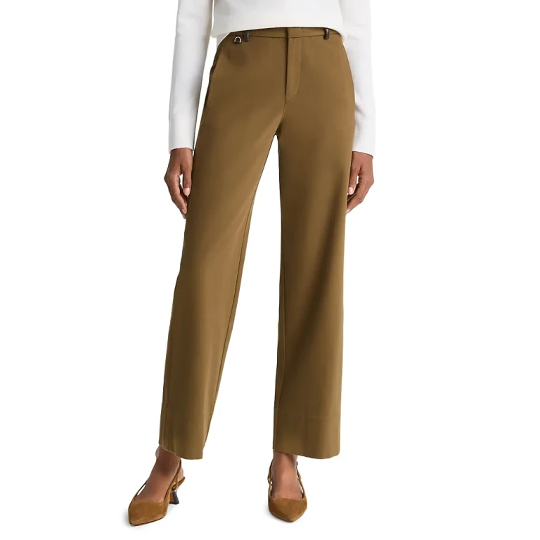 Vince Mid Rise Faux Leather Trim Pants