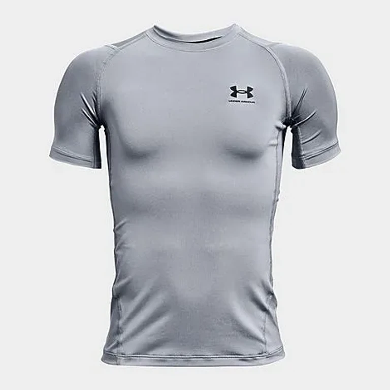 Under Armour Kids Boys HeatGear Armour T-Shirt in Steel/Black Size: Small