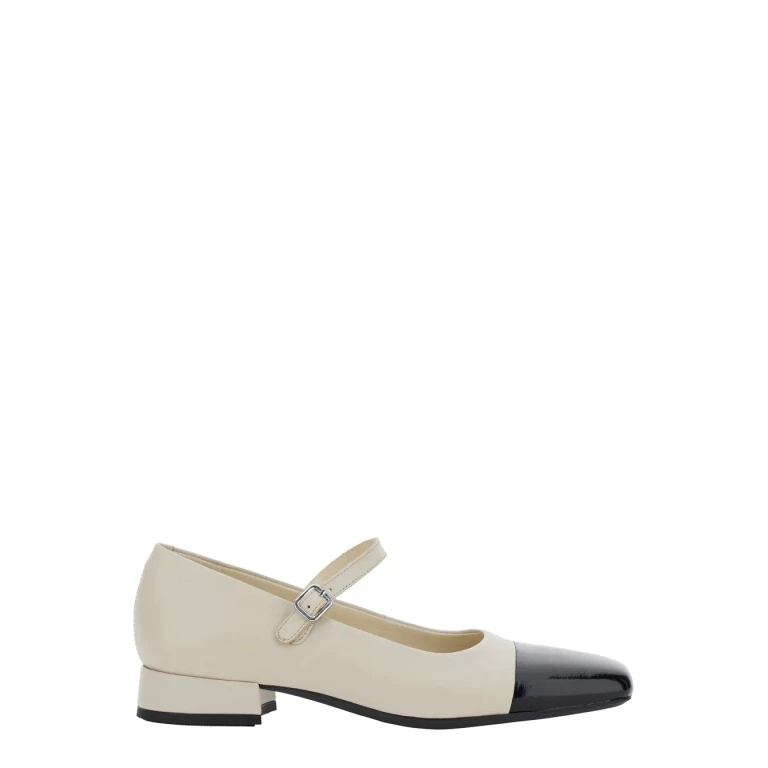 Vagabond debby White And Black Slingback Pump With Adjustable Strap In Leather Woman