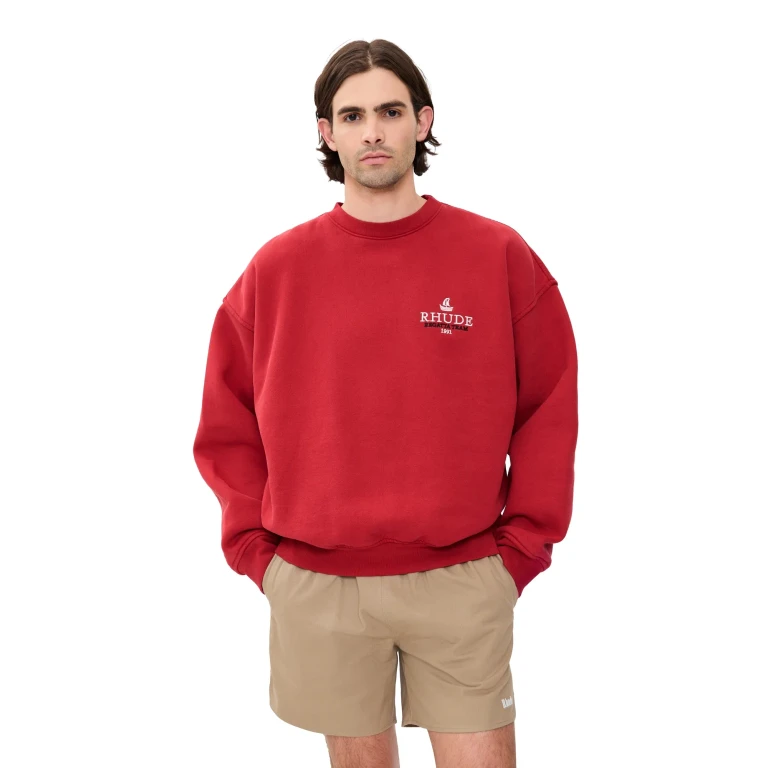 Rhude Mariner Regatta Crew Neck Sweatshirt Vintage Red/White M