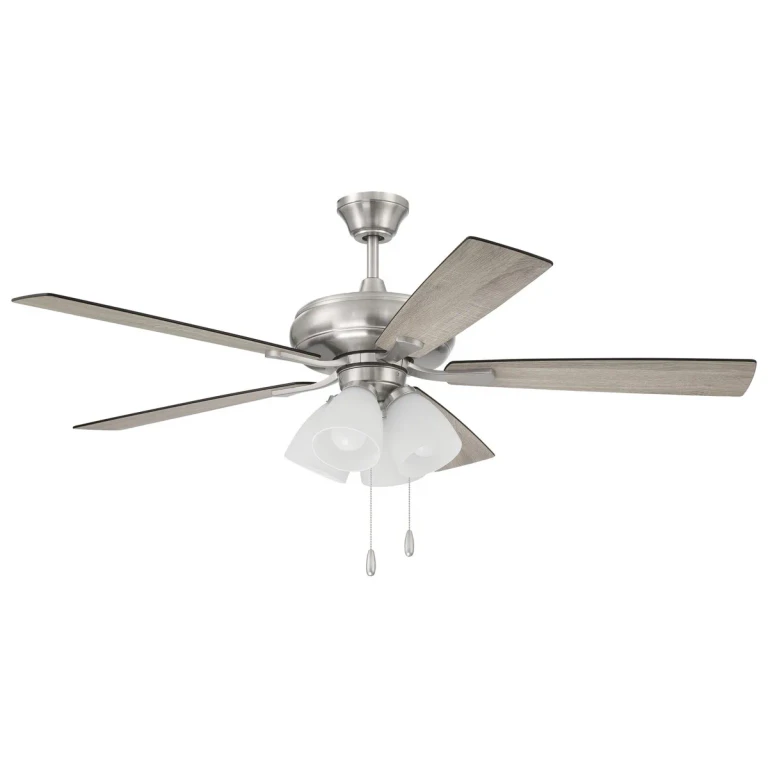 Brushed Polished Nickel 52"Ceiling Fan from the Eos Frost 4 Light Collection