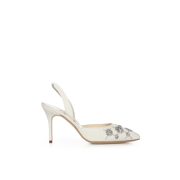 Manolo Blahnik With Heel White Silk - Women