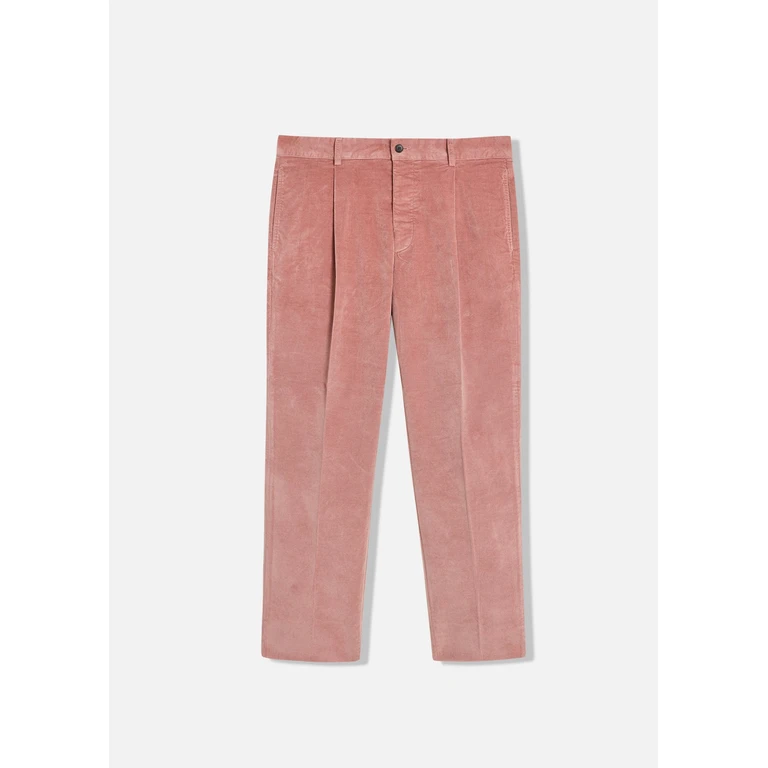 Doppiaa Aantioco Cotton Velvet Trousers With Darts Pink - Unisex