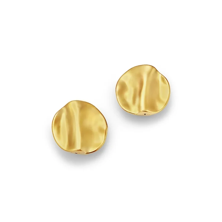 Wavy Texture Button Stud Earrings in 14K Yellow Gold