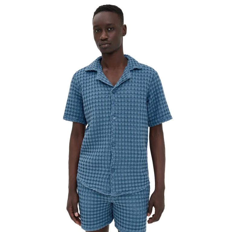 OAS Coronet Cuba Waffle Shirt Blue L