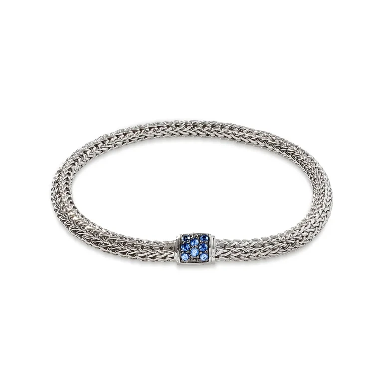 John Hardy Sterling Silver Icon Bracelet with Pave Blue Sapphires, 5mm