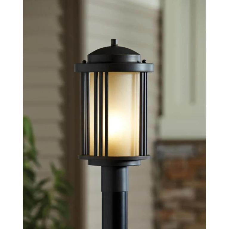 Black One Light Outdoor Post Lantern from the Crowell Collection