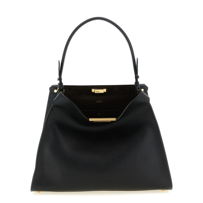Black And Dark Brown Leather Way Medium Shoulder Bag